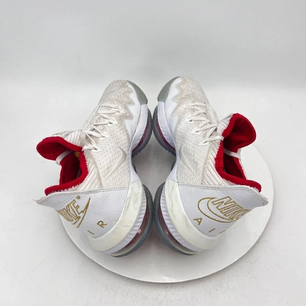 Nike LeBron James 16 Low Men Size 7.5 CI2668-100 Draft Night White Ice Gold Shoe